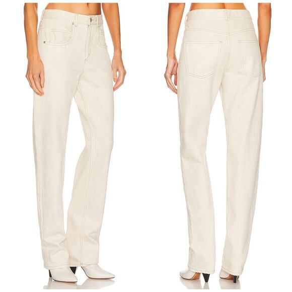 NWT Isabel Marant Etoile Ecru Vendelia Straight Jeans Size 32 00 - Picture 10 of 10